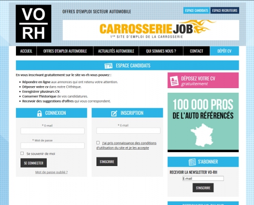 Site Internet VO-RH - Connexion candidat