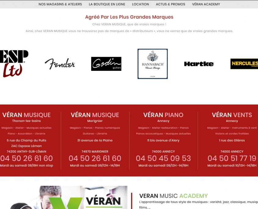 Site Internet Véran Music - Carrousel marques