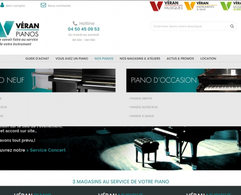 Site Internet Véran Piano - Menu