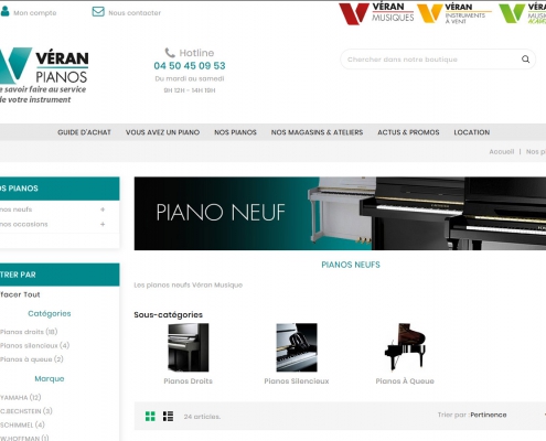 Site Internet Véran Piano - Pages articles